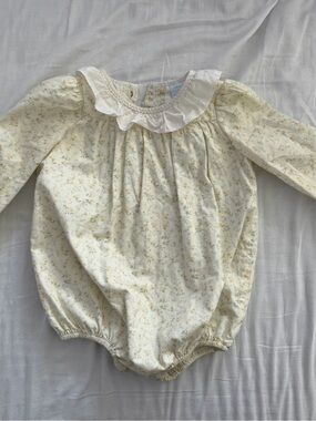 Edgehill Collection White Collar Floral Baby Romper